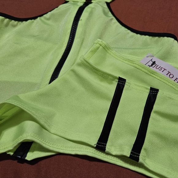 JUST TO FLIRT HIGHLIGHTER YELLOW DANCE WEAR SET - Picture 1 of 13
